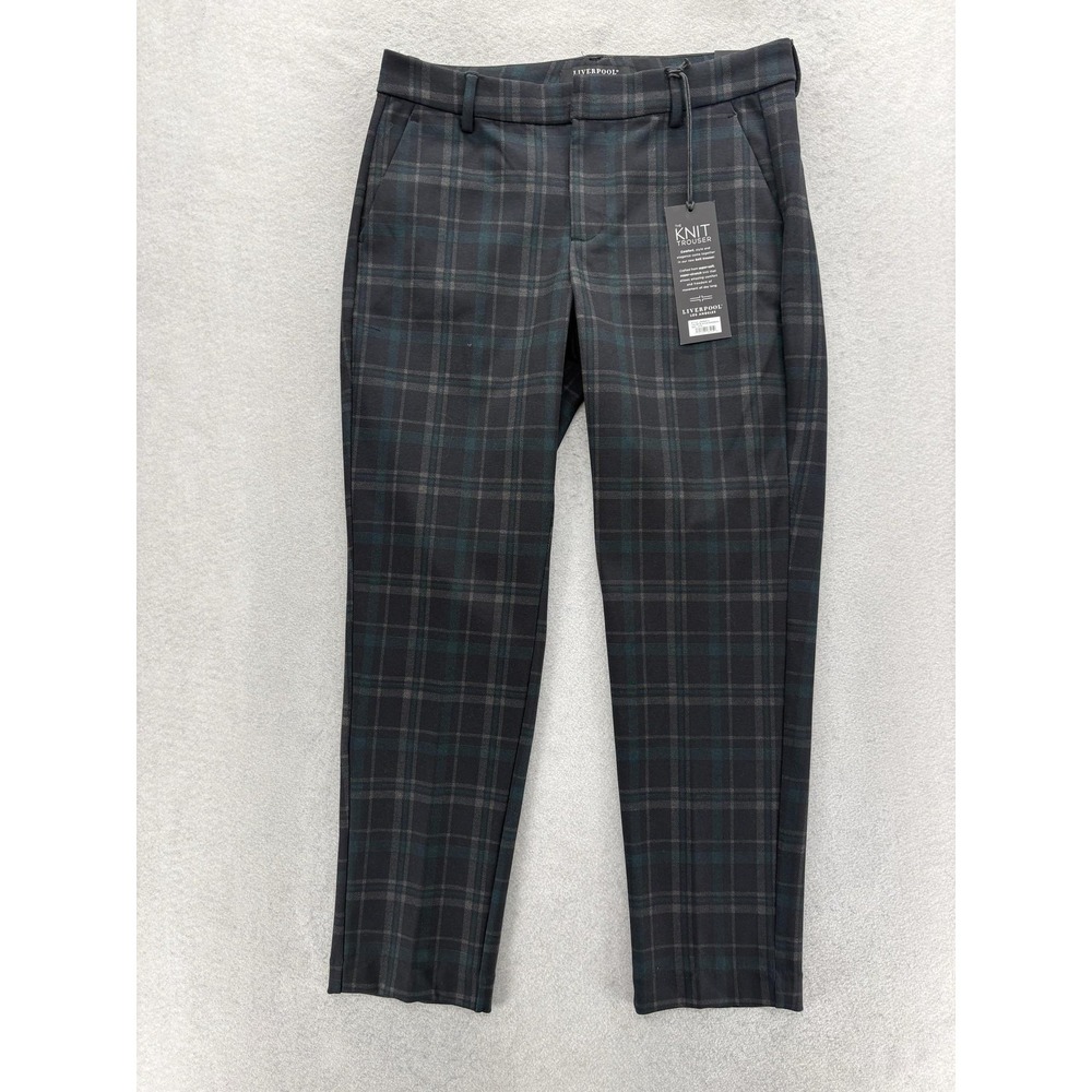 Liverpool Kelsey Straight Knit Pants Womens 10/30 Black Plaid Stretch Stitch Fix
